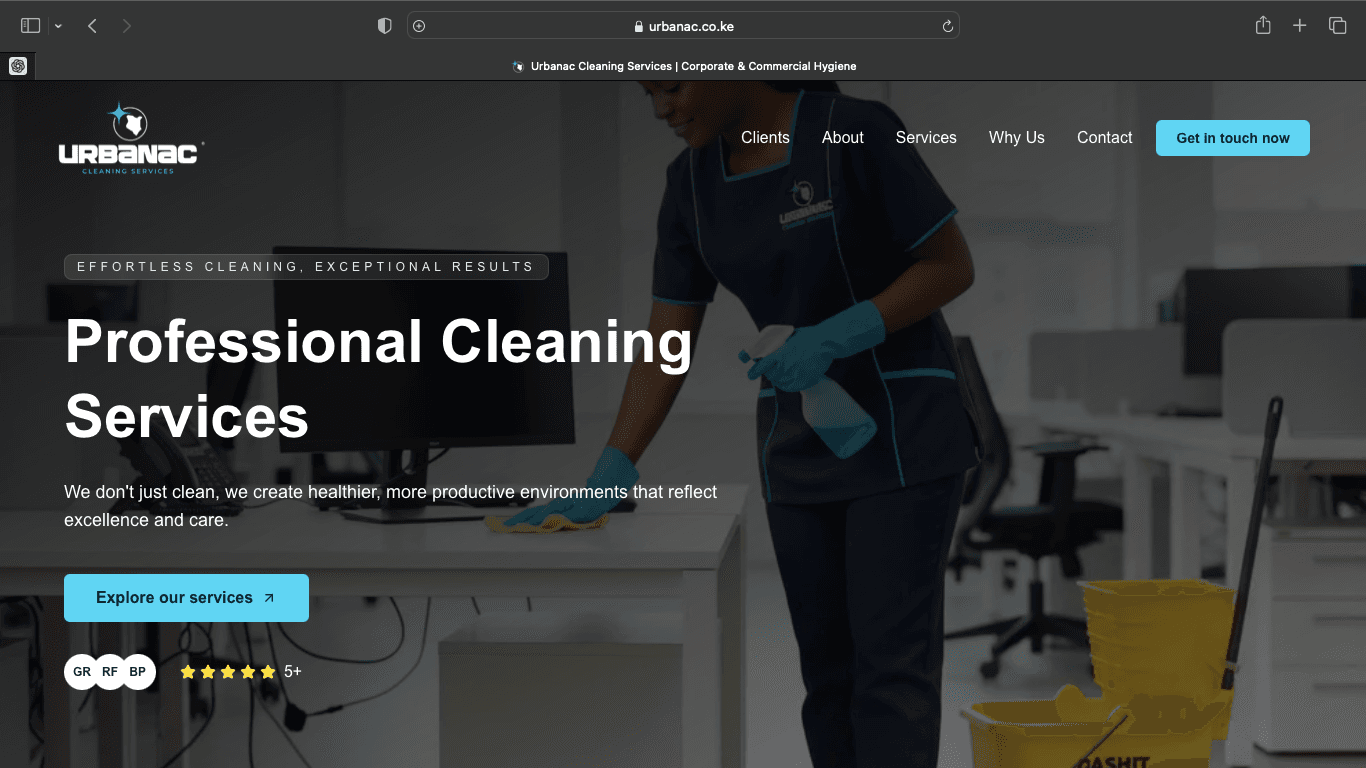 Urbanac Cleaning Company One Page Website preview